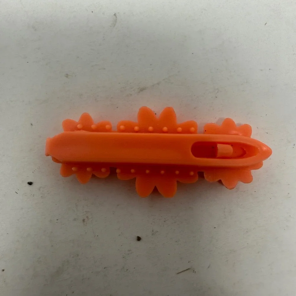 Vintage Orange Plastic Triple Daisy Flower Hair Barrette Made USA Retro 2 Inch